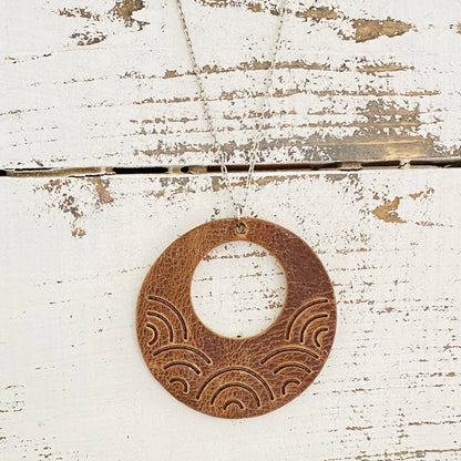 JEWELRY: Embossed Large Rainbow Circle Vintage Cowboy Brown