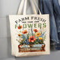 Farm Fresh Field Country Flowers Canvas Tote Bag