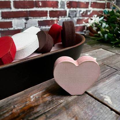 HOME: Sign Primitive/Rustic MINI Wood Valentine’s Day Hearts - set of 3