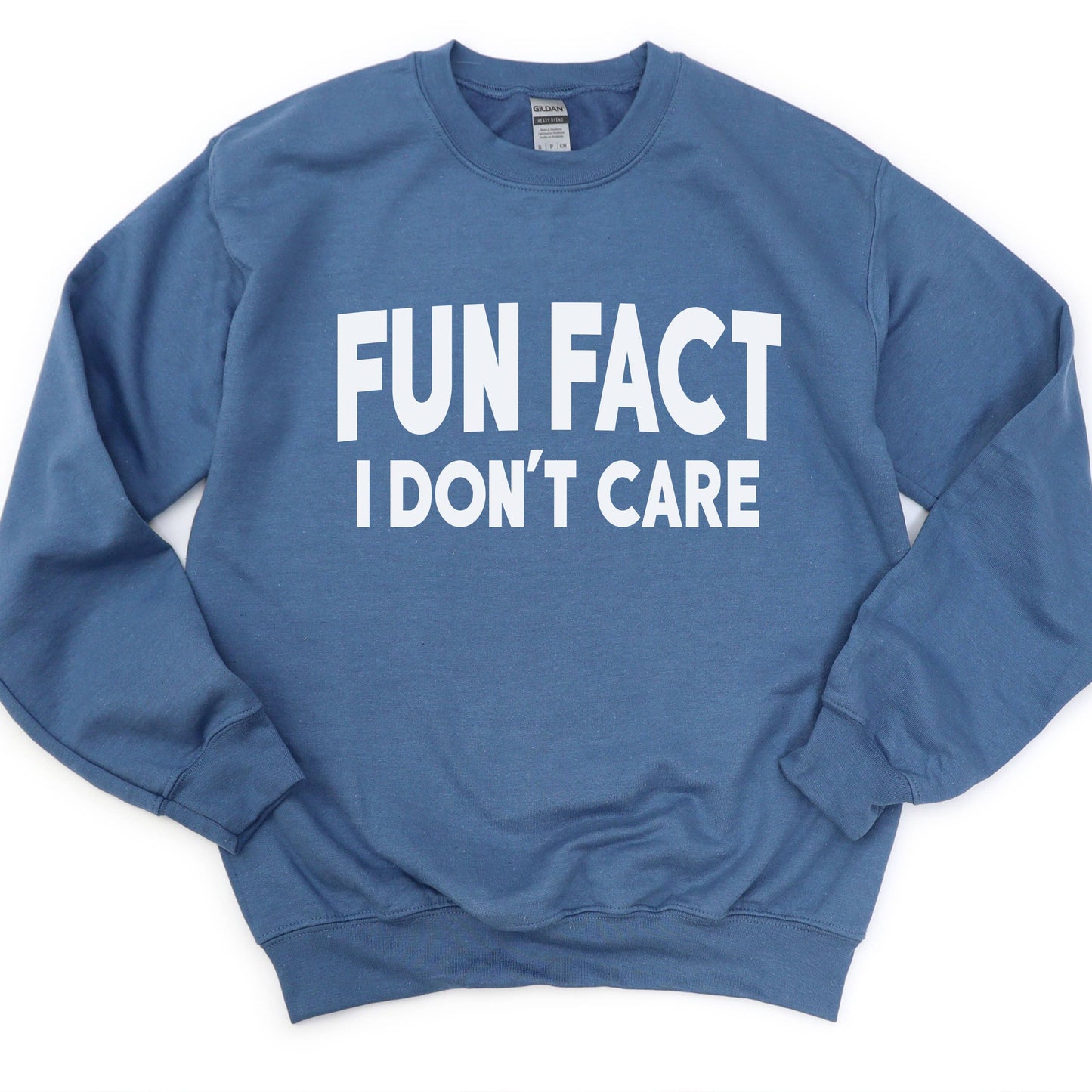 SWEATSHIRT: Fun Fact I Don't Care Women's Clothing Crewneck Sweatshirt