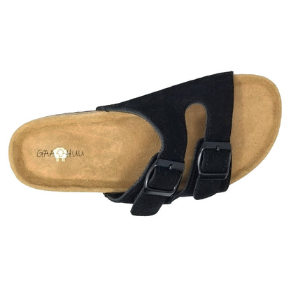 Classic 2 Strap Buckled Leather Footbed Sandal