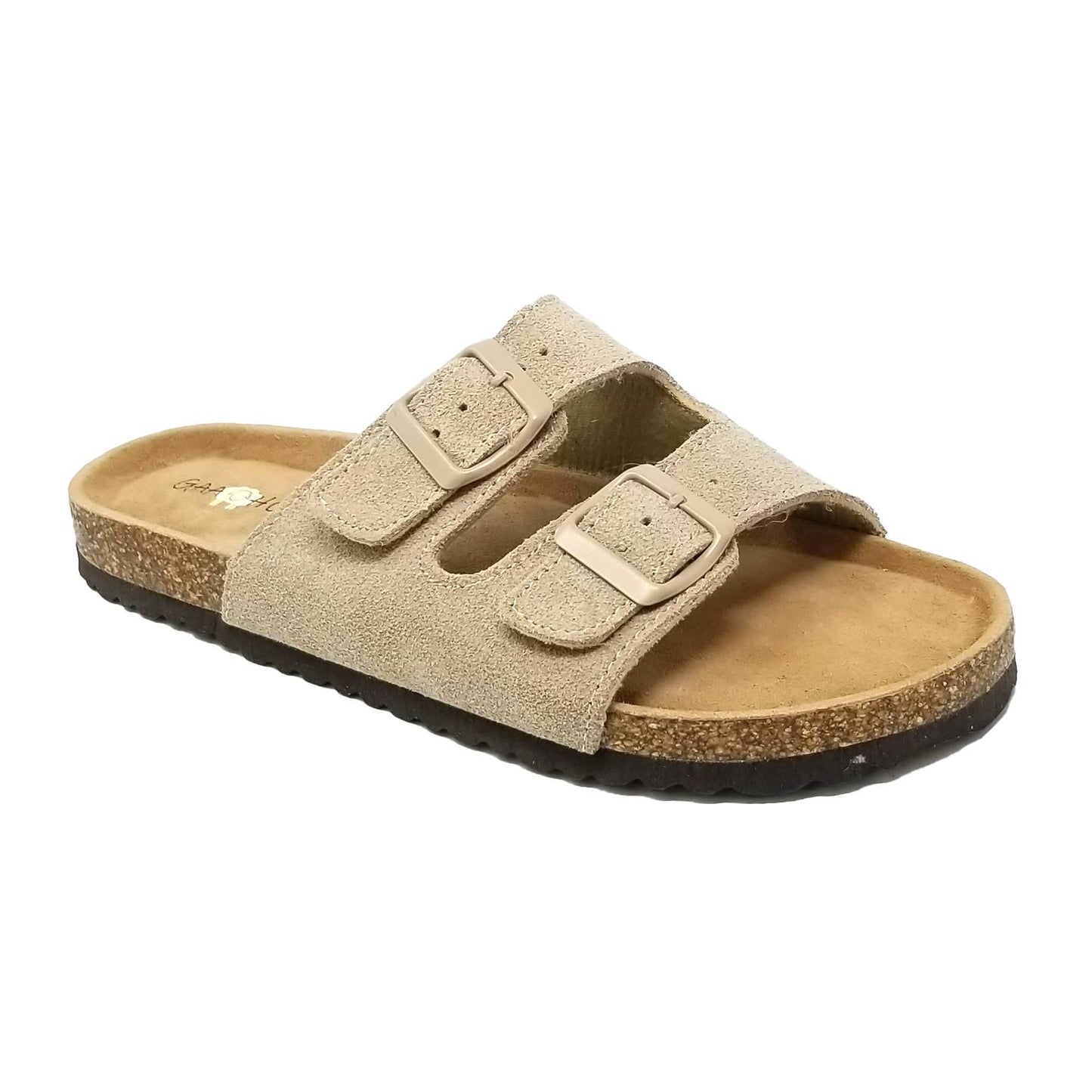 Classic 2 Strap Buckled Leather Footbed Sandal
