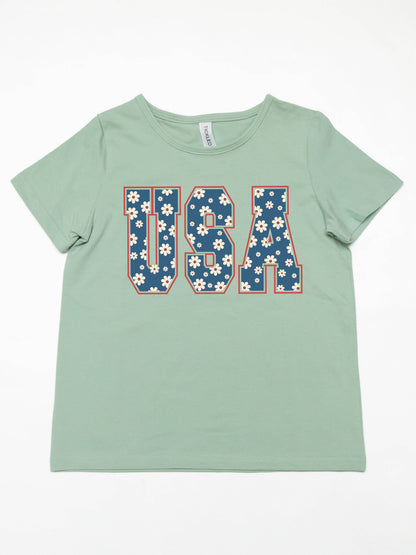 CHILDRENS: Daisy Print USA Kids Graphic Tee