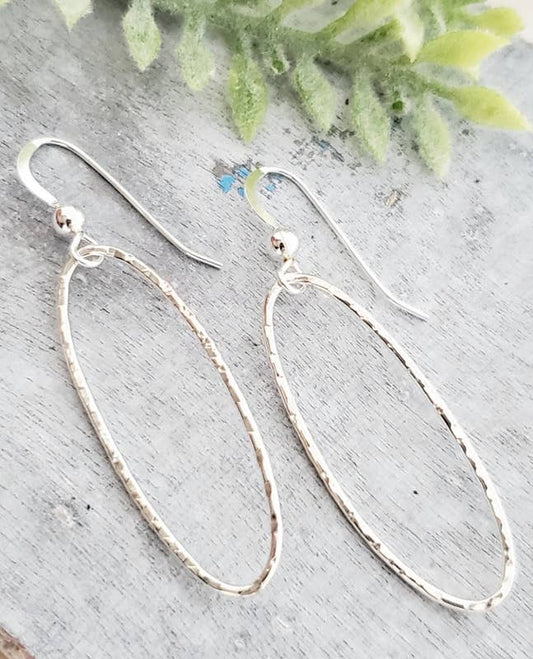 JEWELRY: Silver Large Diamond Cut Oval Earrings
