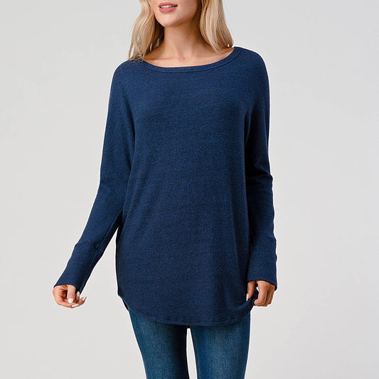MUST HAVE TOPS: Long Dolman Sleeve Brushed Knit Tunic Top