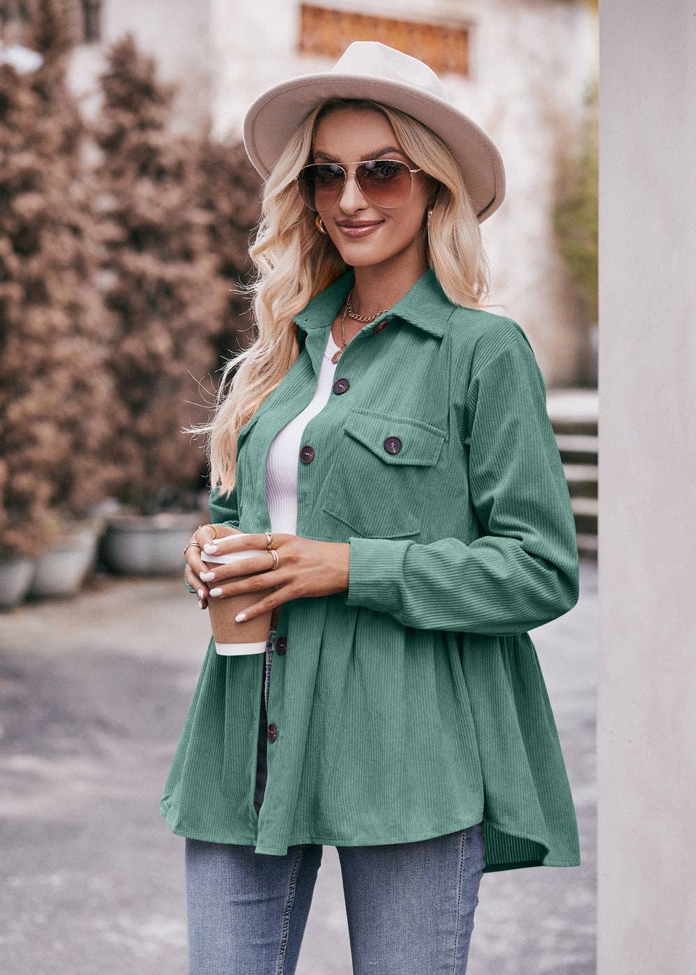 TOPS: Casual Doll Shirts Babydoll Corduroy Shirts