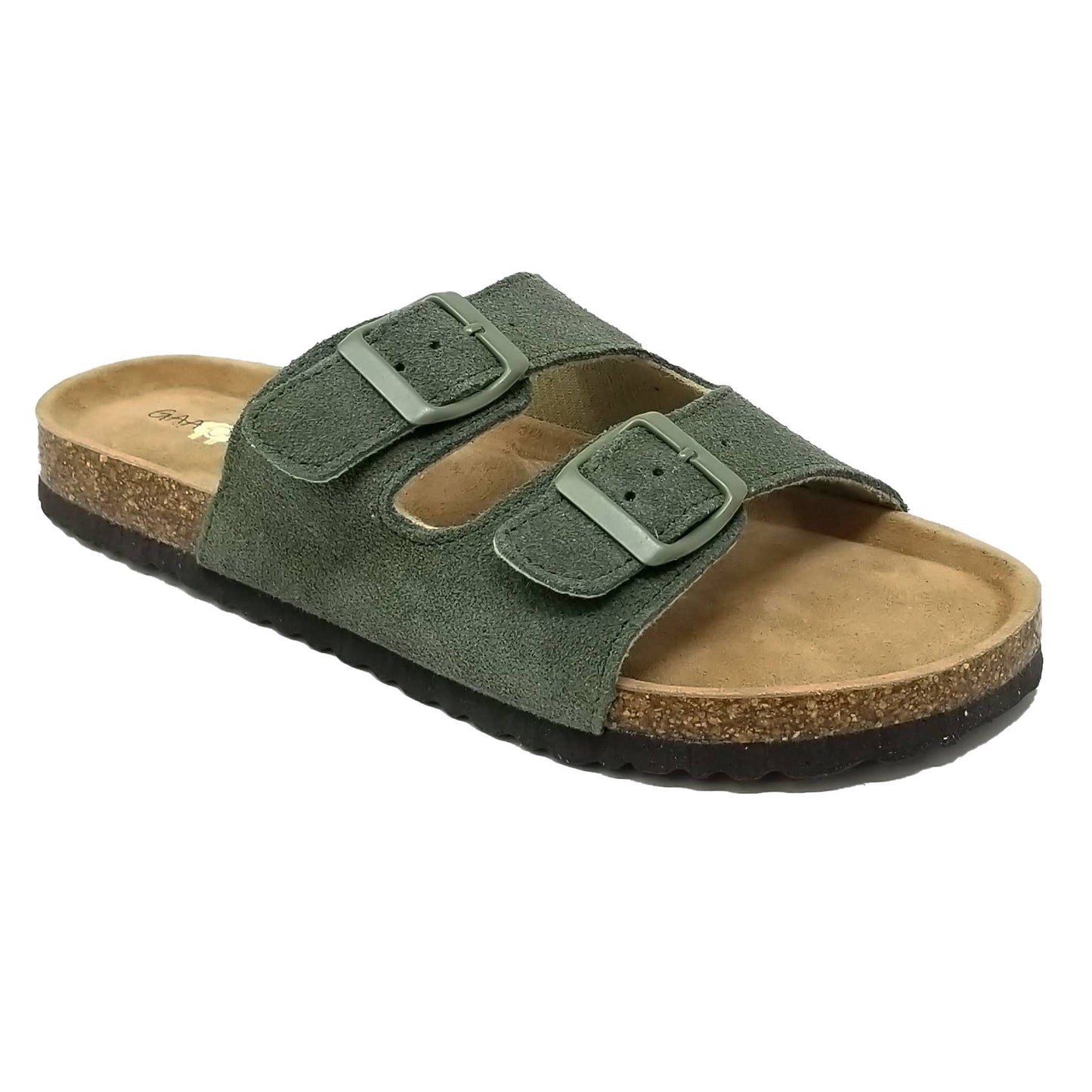 Classic 2 Strap Buckled Leather Footbed Sandal