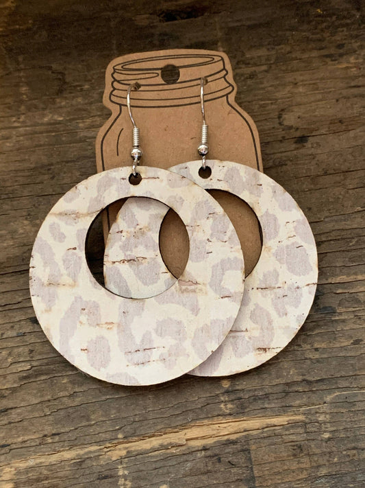 JEWELRY: Neutral Tan Leopard Cork Hoop Earrings
