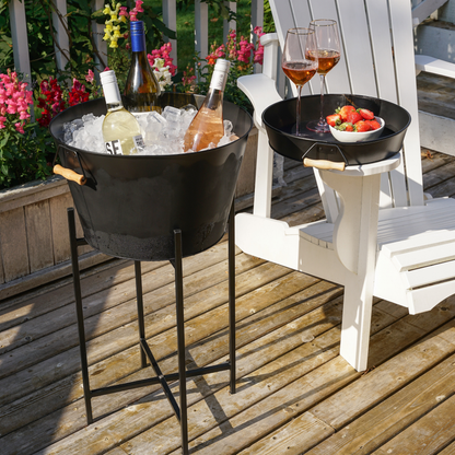 HOME: Beverage Tub w/ Collapsable Stand & Tray - Black - Set of 3