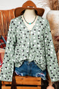 TOPS: Fashion-W Polka Dot Print Button Front V Neck Blouse