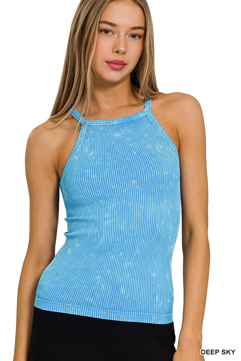 Stone Washed Ribbed Seamless Cami Top
