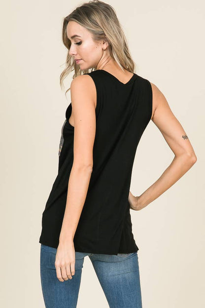 TOPS: Camouflage Chest Pocket Sleeveless Top