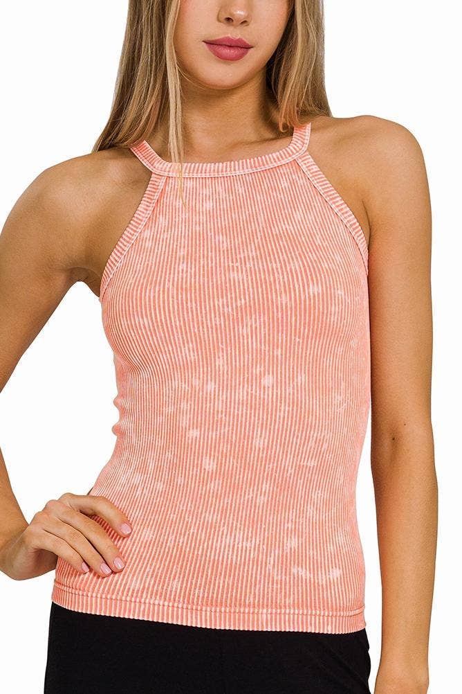 Stone Washed Ribbed Seamless Cami Top