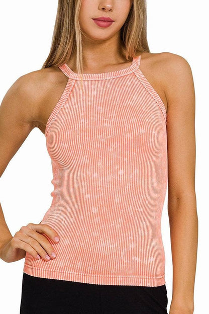 Stone Washed Ribbed Seamless Cami Top