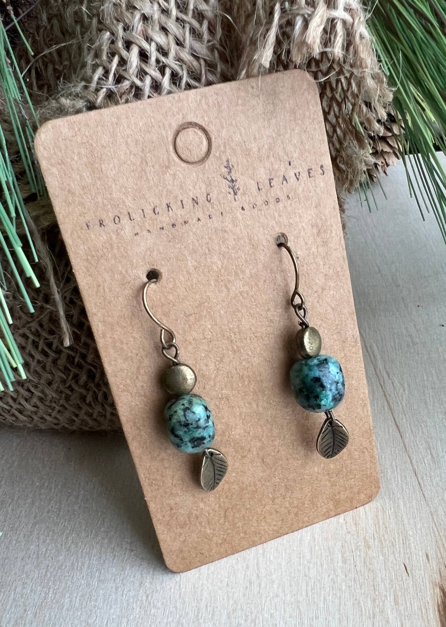 JEWELRY: African Turquoise Leaf Earrings