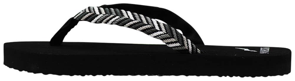 NORTY Women Footbed Flip Flop Sandal Bk/Gy Herringbone