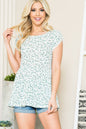 Pointelle Ditsy Flower Tulip Sleeve Top