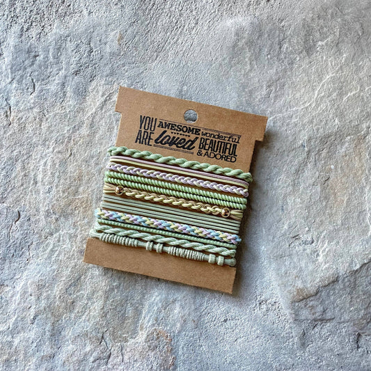 ACCESSORIES: Boho Hair Ties on Kraft Card | Mint Pastels