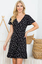 LAST CALL: Short sleeve floral deep v neck dress