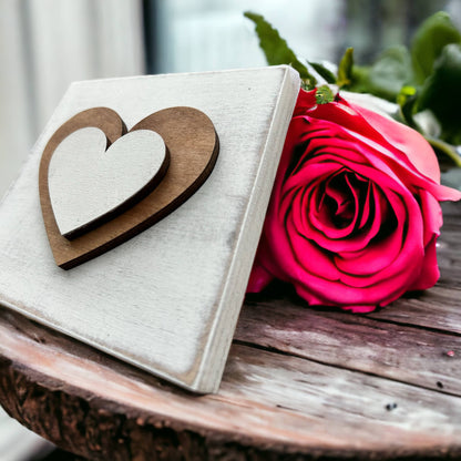 Rustic/Farmhouse Layered Hearts Wood Block Sign