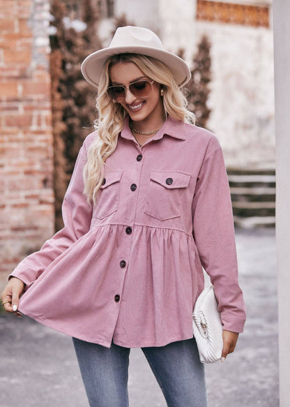 TOPS: Casual Doll Shirts Babydoll Corduroy Shirts
