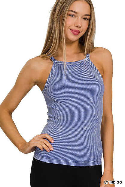 Stone Washed Ribbed Seamless Cami Top