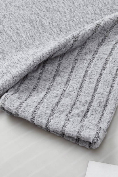 LAST CALL: Ribbed Splicing Sleeve Round Neck T-shirt