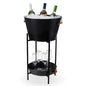 HOME: Beverage Tub w/ Collapsable Stand & Tray - Black - Set of 3