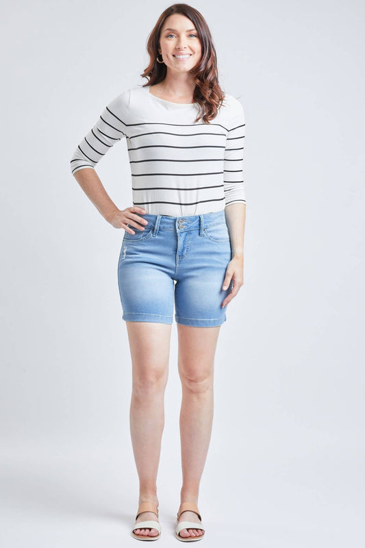 Missy High Rise 2 Button Side Slit Hem Shorts