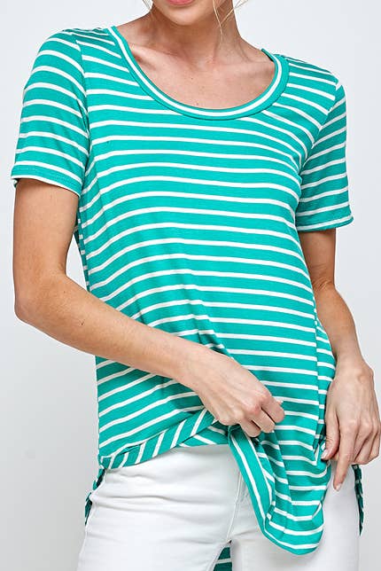 LAST CALL: Striped Short Sleeve Scoop Neck Top