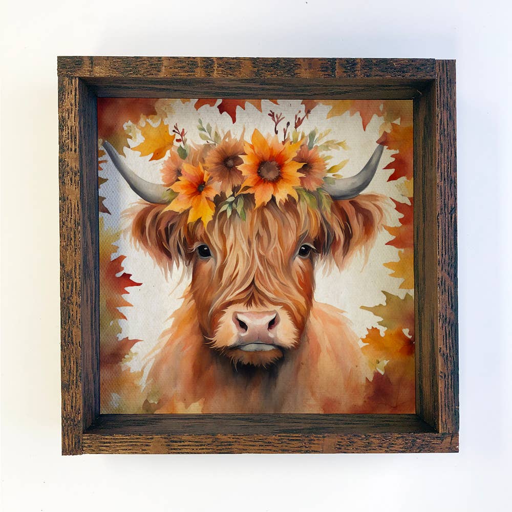 HOME: Fall Farm Highland Cow - Cute Animal Wall Art - Highland Cow