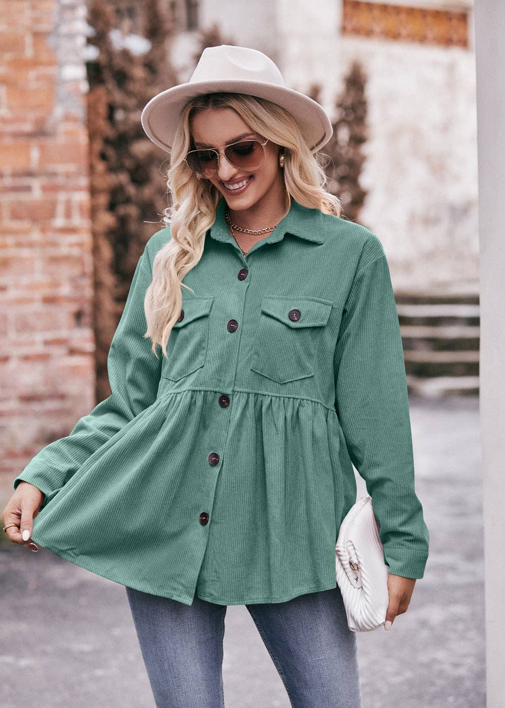 TOPS: Casual Doll Shirts Babydoll Corduroy Shirts