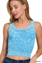 Washed Ribbed Cropped Seamless Scoop Neck Tank Top
