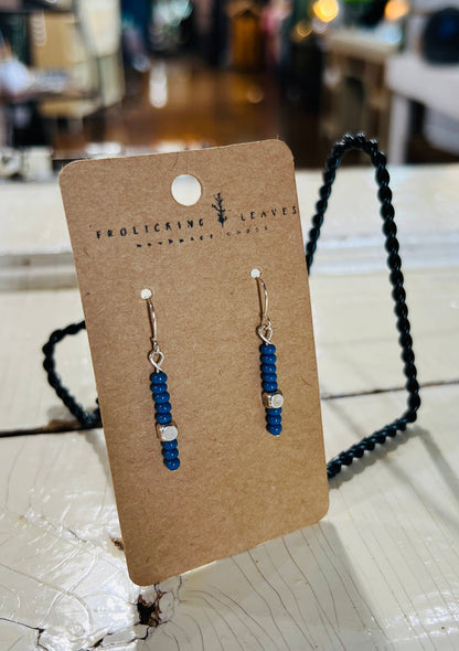 JEWELRY: Beaded Earrings in Blue & Silver