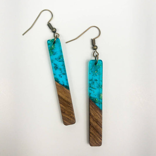 Aquamarine Gold Flake Wood Resin Longies