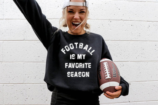 SWEATSHIRT: Gameday Football Favorite Season Black Graphic Sweatshirt