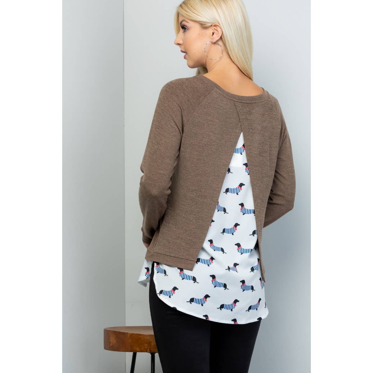 SWEATERS: French Dog Print Sweater Top