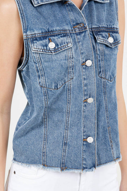 VEST: Classic Women's Button Down Denim Vest