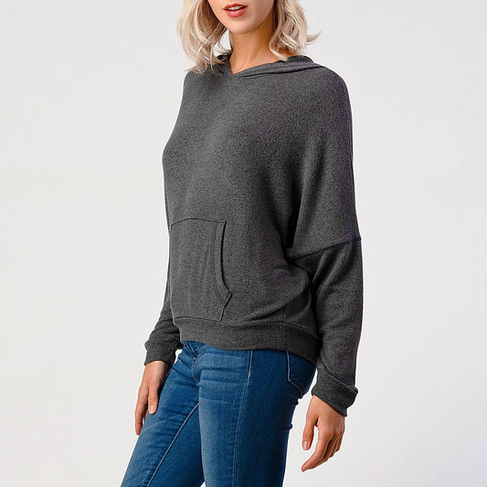MUST HAVE TOPS: Long Sleeve Hoodie Brushed Knit Top, T267