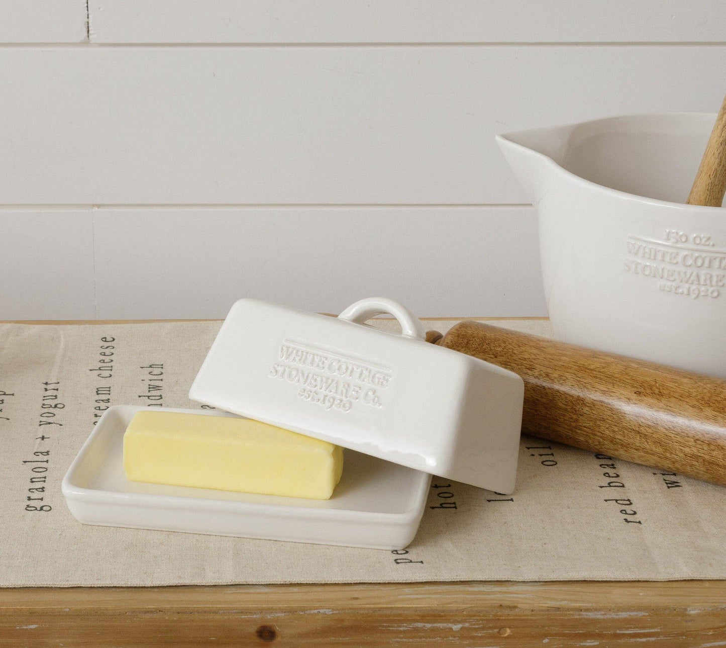 White Cottage Ceramic Butter Dish (PC)