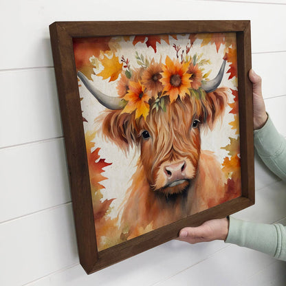 HOME: Fall Farm Highland Cow - Cute Animal Wall Art - Highland Cow