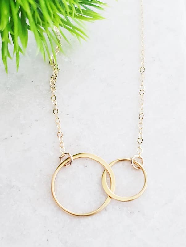Gold Two Intertwined Circle Necklace