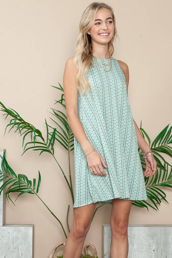 DRESS: CASUAL CREW NECK SLEEVELESS DRESS WITH POCKETS