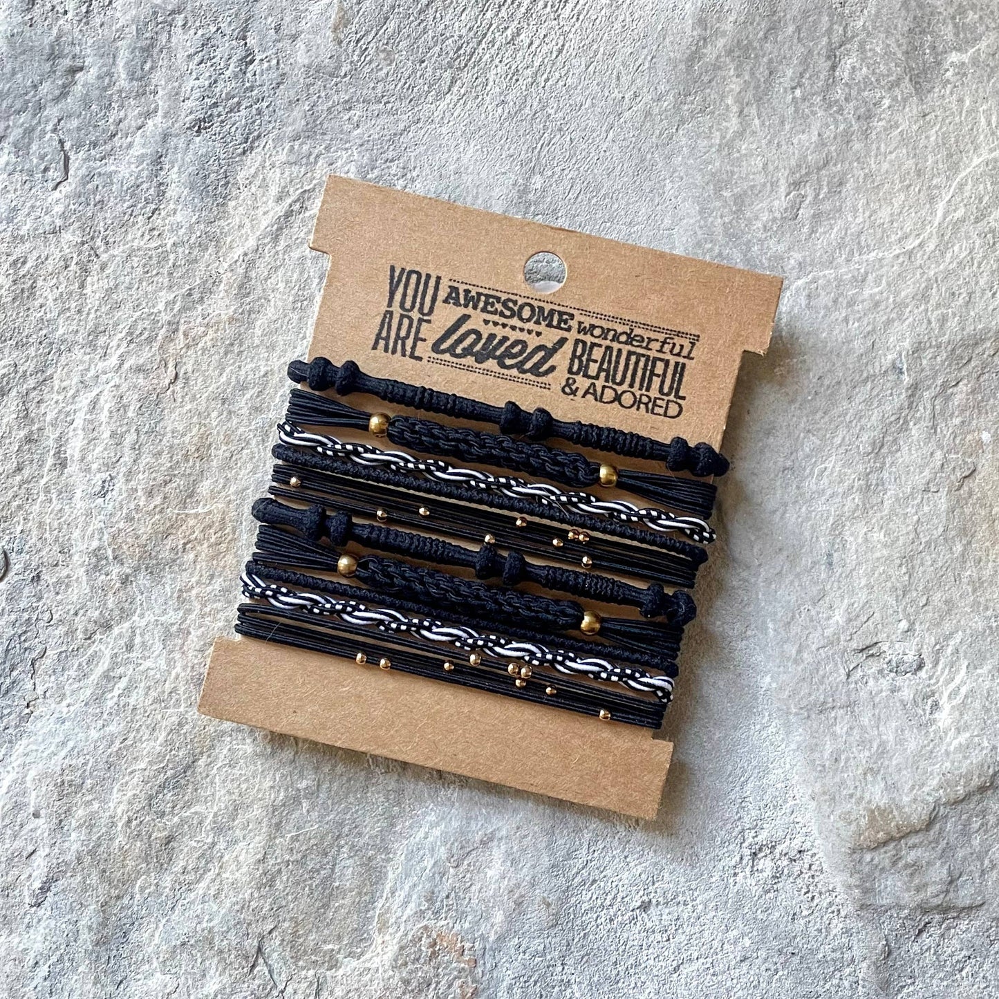 ACCESSORIES: Boho Hair Ties on Kraft Card | Black