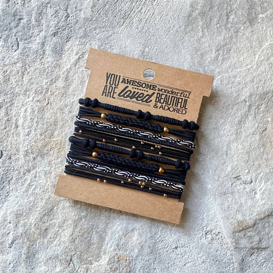 ACCESSORIES: Boho Hair Ties on Kraft Card | Black