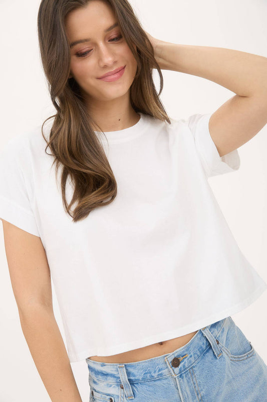 TOPS: WASHED EXTENDED SHOULDER SHORT SLEEVE KNIT TOP