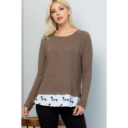 SWEATERS: French Dog Print Sweater Top