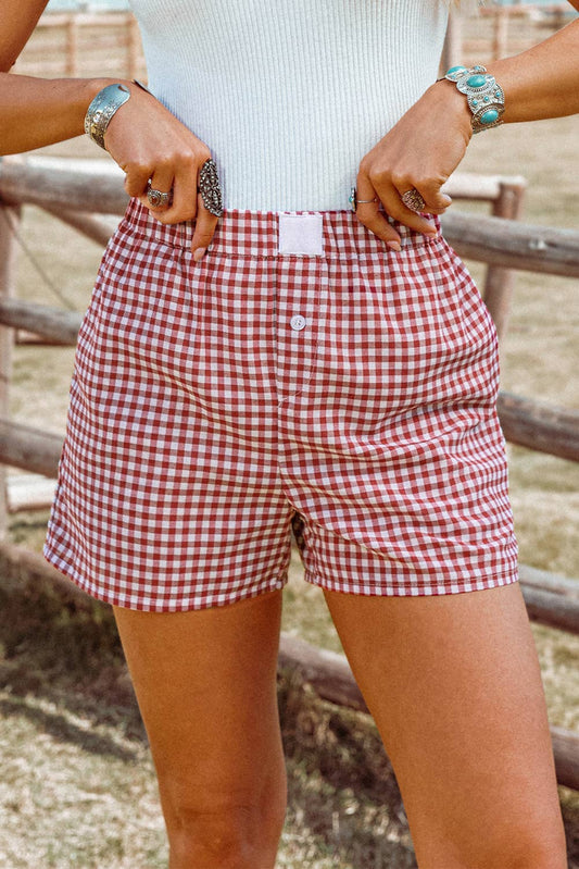 Plaid Gingham Printed High Waist Shorts