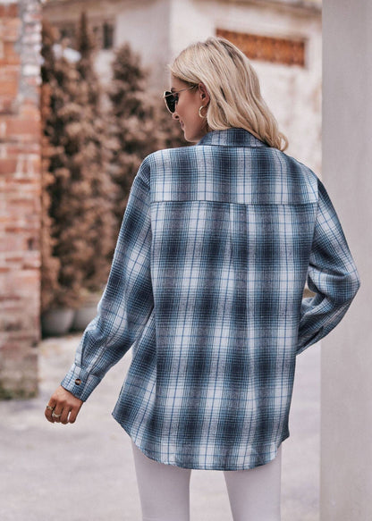 TOPS: Women's Autumn and Winter Casual Fashion Oversized Loose Plaid Shirt