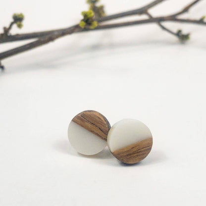 JEWELRY: White Bohemian Stud Posts + Wood Resin Studs + Minimalist